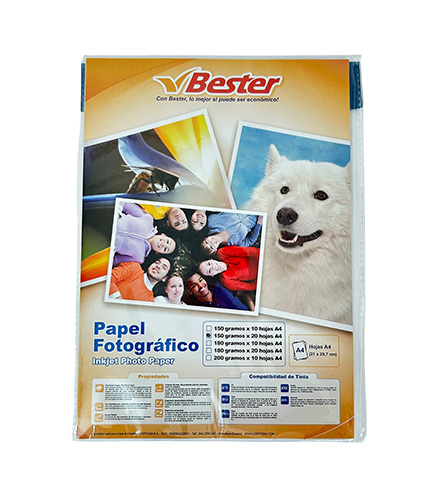 PAPEL FOTOGRAFICO BESTER 150 GRS.  X 20 H  A-4