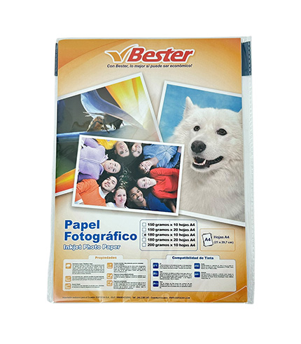 PAPEL FOTOGRAFICO BESTER 180 GRS.  X 10 H  A-4
