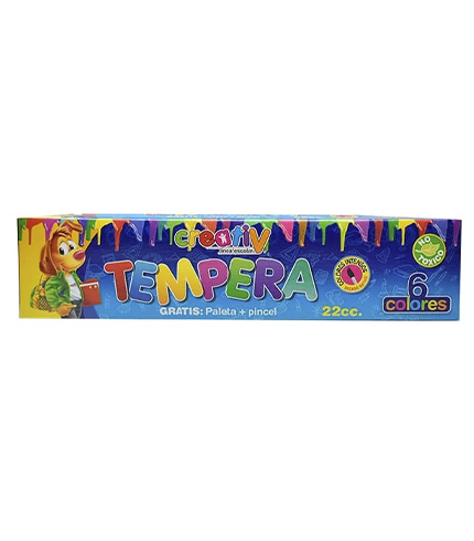 TEMPERA CREATIV  X 6 C. PALETA + PINCEL (100)
